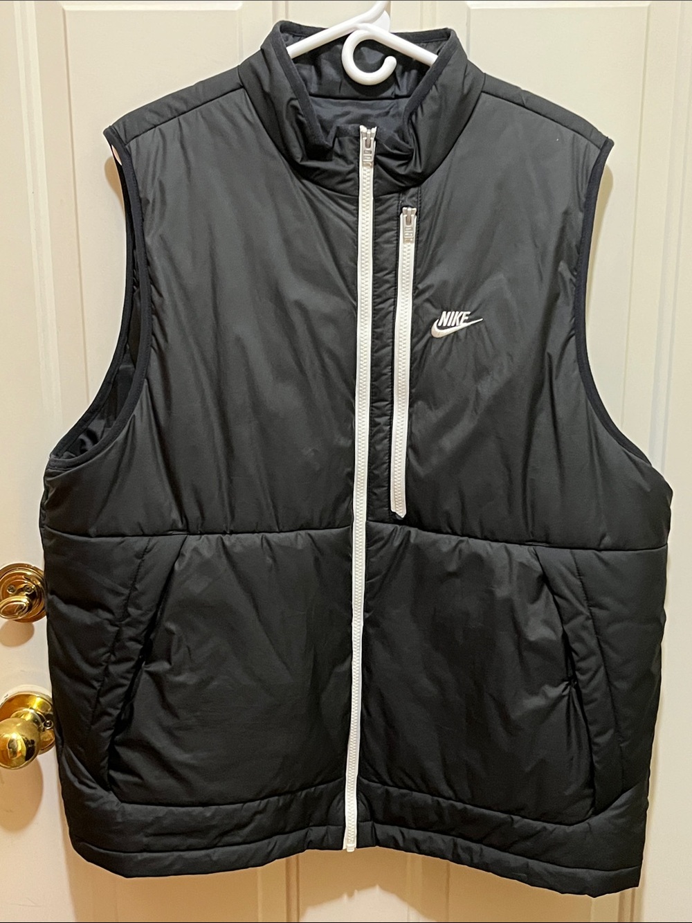Nike Black Puffer Vest with White Zipper